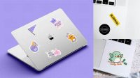 356+ Laptop Sticker Mockup Free Free PSD