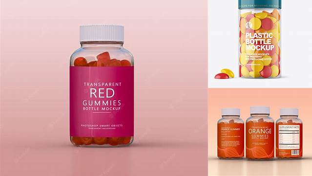 3599+ Gummies Bottle Mockup Custom PSD Mockup Template