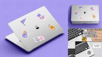 3605+ Laptop Sticker Mockup PSD File Download