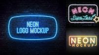 3606+ Neon Sign Mockup Free PSD