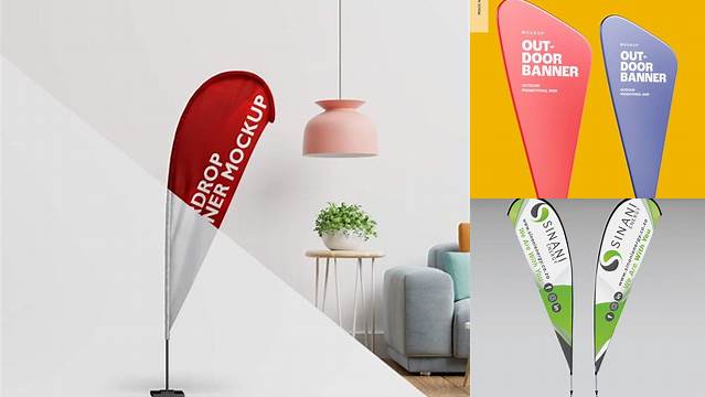 3738+ Teardrop Banner Mockup Editable PSD File