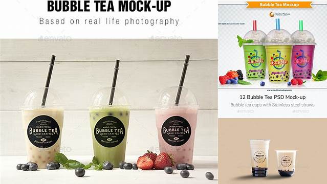 3921+ Bubble Tea Mock Up Best for Showcase