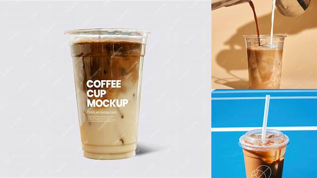 3999+ Iced Coffee Plastic Cup Mockup Modern Design PSD