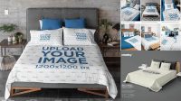 4000+ Bed Cover Mockup Include TIFF