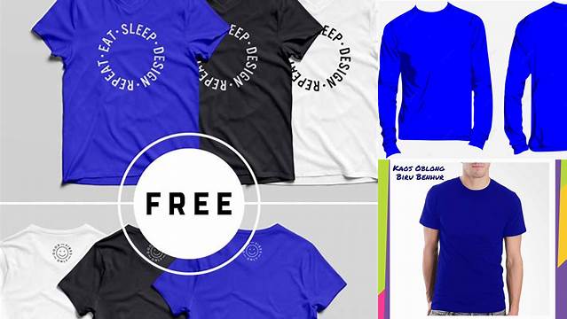 4066+ Mockup Kaos Biru Stylish Free PSD