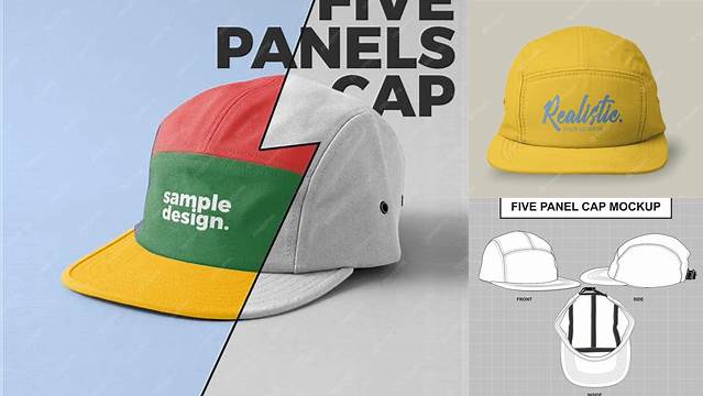 4198+ 5 Panel Cap Mockup Free Editable PSD