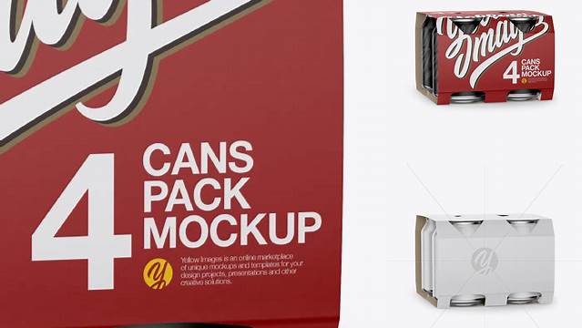 4204+ 4 Pack Can Mockup Smart PNG Image