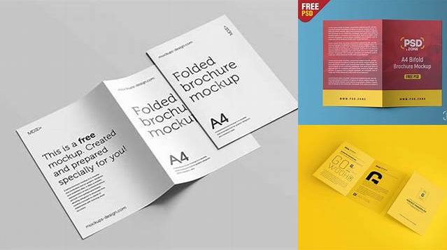 4205+ A4 Bifold Brochure Mockup Free Download Layered PSD File