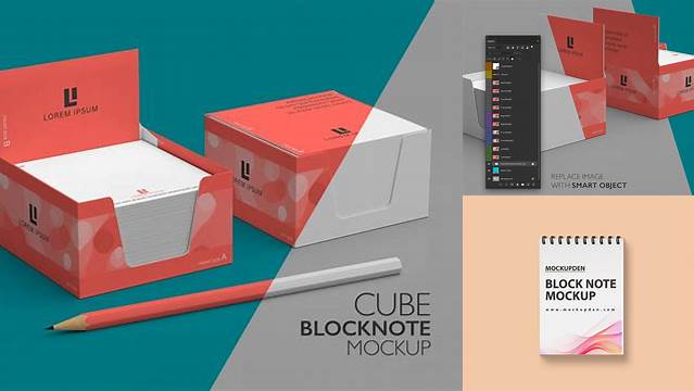 4356+ Cube Block Note Mockup Free Include TIFF