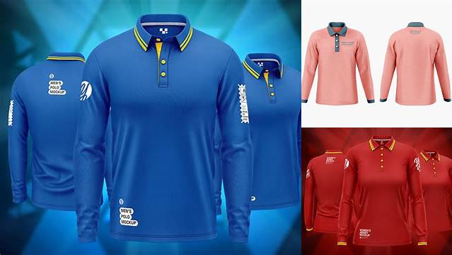 4536+ Long Sleeve Polo Shirt Mockup Psd Free Custom PSD Mockup Template