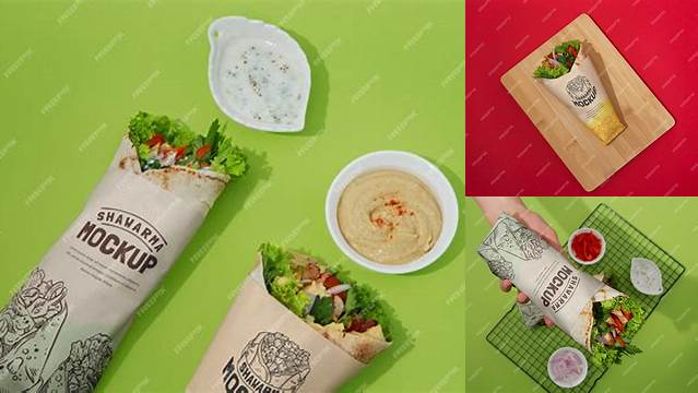 4555+ Shawarma Packaging Mockup Customizable PSD Templates