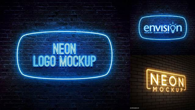 4680+ Neon Logo Mockup PSD for Creative Projects