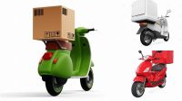 4687+ Motorcycle Delivery Box Mockup Smart PNG Image