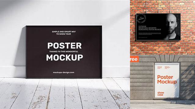 4799+ Horizontal Poster Mock Up Best Free Mockup PSD