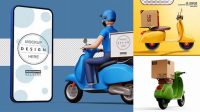 4900+ Motorcycle Delivery Box Mockup Free Easy Editable