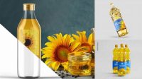 4952+ Sunflower Oil Bottle Mockup Stylish Free PSD