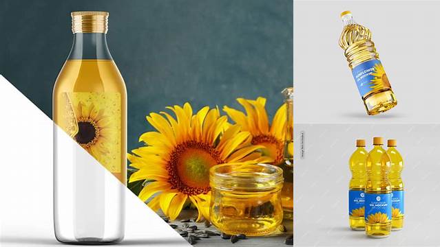 4952+ Sunflower Oil Bottle Mockup Stylish Free PSD