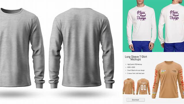 4954+ Long Sleeve T-shirt Mockup Front And Back Psd Free High Resolution