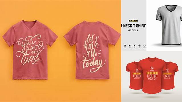 5138+ V Neck T Shirt Mockup Free Download PSD Download