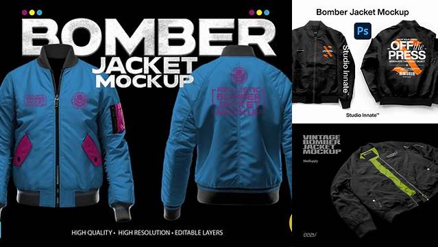 5151+ Jaket Bomber Mockup Creative Design Resource