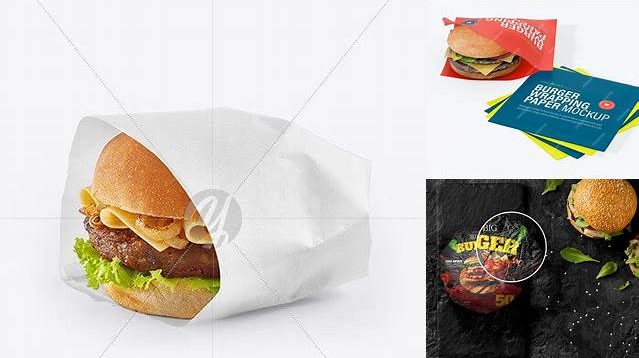 5204+ Burger Wrapping Paper Mockup Free Smart PNG Image