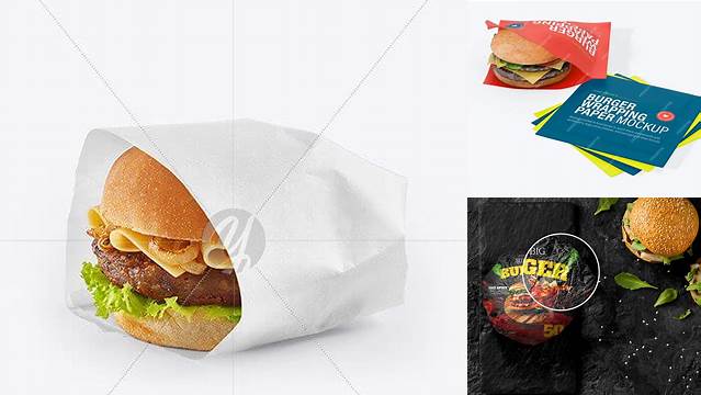 5204+ Burger Wrapping Paper Mockup Free Smart PNG Image