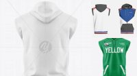 5389+ Sleeveless Hoodie Mockup High Resolution