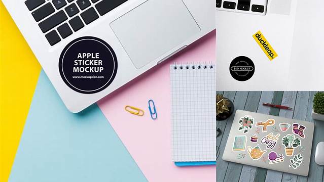 5440+ Laptop Stickers Mockup Free PSD