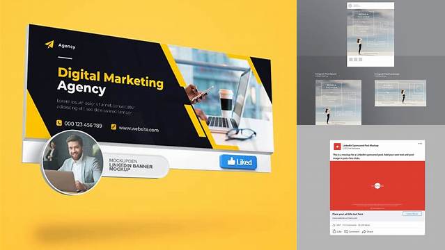 5781+ Linkedin Ad Mockup Psd Smart Object PSD