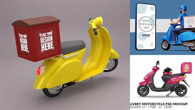 5879+ Motorcycle Delivery Mockup Include TIFF