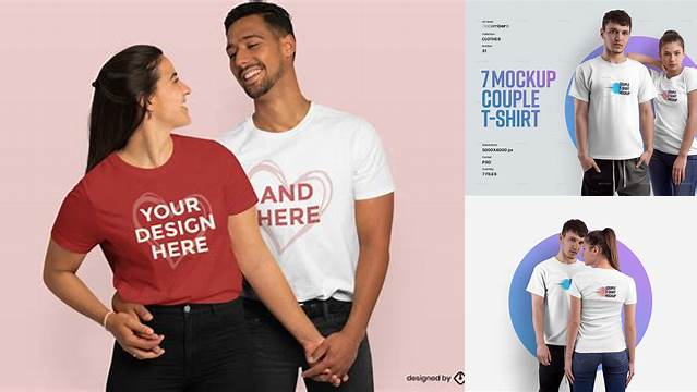 5972+ Free Couple T Shirt Mockup Easy-to-Edit PSD