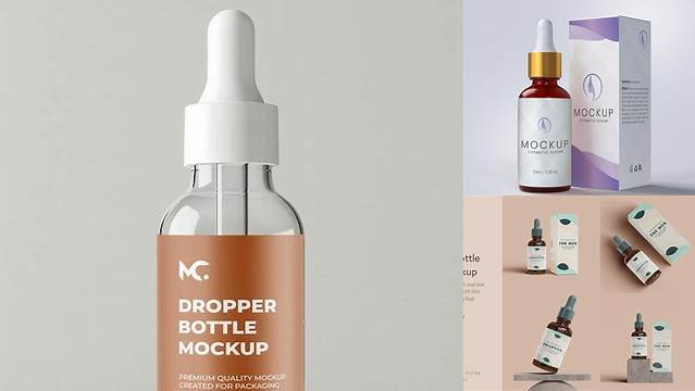 5974+ Dropper Bottle Box Template Modern Design PSD