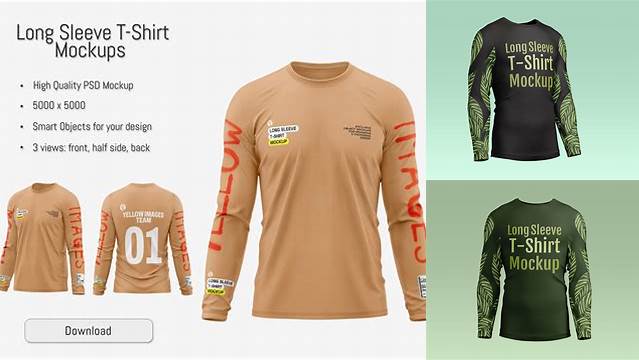 6063+ Long Sleeve Shirt Mockup Psd Fully Editable PSD Template