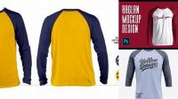 6071+ Mockup Kaos Raglan High-Quality Editable PSD