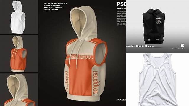 6077+ Sleeveless Hoodie Mockup Layered PSD File