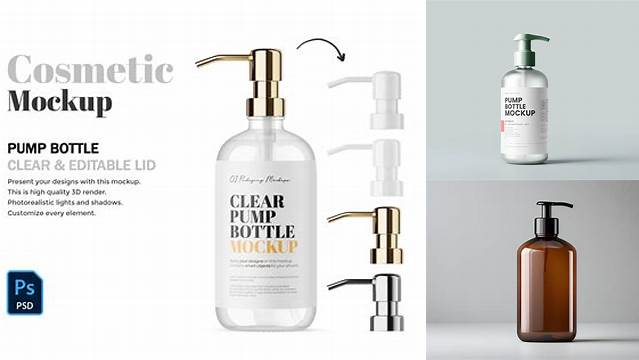 612+ Glass Pump Bottle Mockup Editable Photoshop File