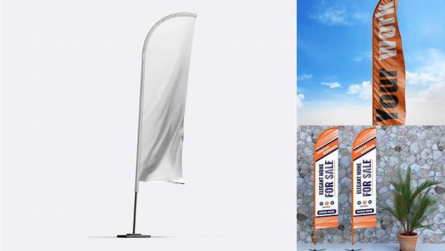 6147+ Beachflag Mockup PSD Download