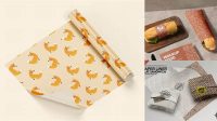 6225+ Sandwich Wrapping Paper Mockup Elegant PSD Mockup