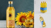 6232+ Sunflower Oil Bottle Mockup Exclusive Digital PSD Resource