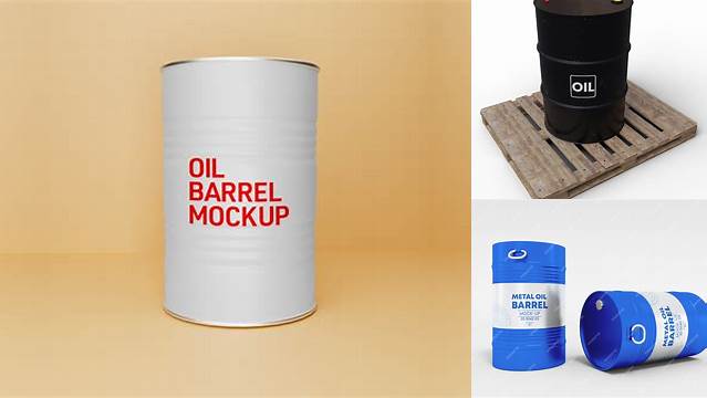 6253+ Oil Barrel Mockup Free Free PSD