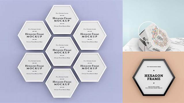 6283+ Hexagon Mockup Modern Free PSD Template