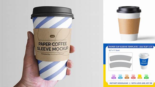 6406+ Paper Cup Sleeve Mockup Smart PNG Image