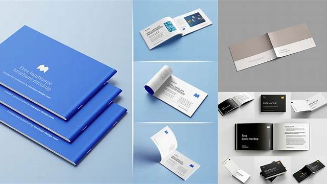 6410+ A4 Landscape Booklet Mockup Free High-Quality PSD Files