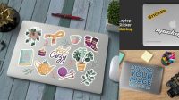 6430+ Laptop Stickers Mockup Smart PNG Image