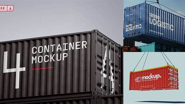 6439+ Shipping Container Mockup Editable Graphic Free PSD