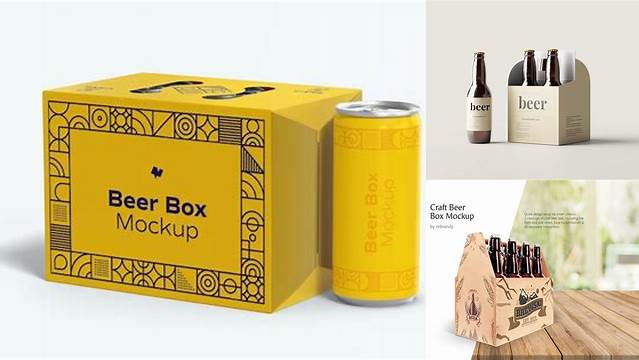 6463+ Beer Box Mockup Free Mockup PSD