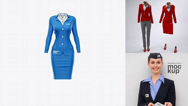 6474+ Flight Attendant Uniform Mockup Easy Editable