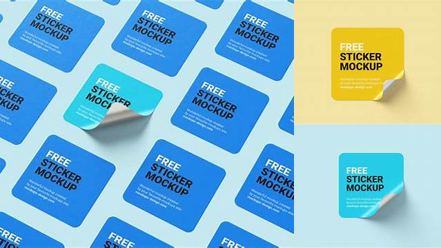 6491+ Square Sticker Mockup Free PSD