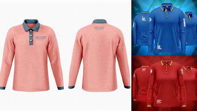 6516+ Polo Shirt Long Sleeve Mockup For Free Download