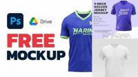 6538+ V Neck Jersey Mockup Free PSD